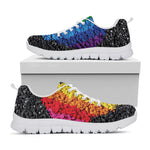 LGBT Pride Rainbow Heart Stones Print White Sneakers
