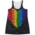 LGBT Pride Rainbow Heart Stones Print Women's Racerback Tank Top