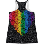 LGBT Pride Rainbow Heart Stones Print Women's Racerback Tank Top