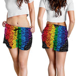 LGBT Pride Rainbow Heart Stones Print Women's Shorts