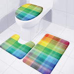 LGBT Pride Rainbow Plaid Pattern Print 3 Piece Bath Mat Set
