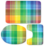 LGBT Pride Rainbow Plaid Pattern Print 3 Piece Bath Mat Set