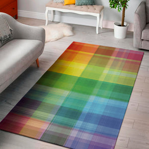 LGBT Pride Rainbow Plaid Pattern Print Area Rug