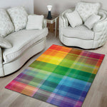 LGBT Pride Rainbow Plaid Pattern Print Area Rug