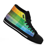LGBT Pride Rainbow Plaid Pattern Print Black High Top Shoes