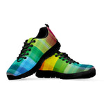 LGBT Pride Rainbow Plaid Pattern Print Black Sneakers