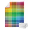 LGBT Pride Rainbow Plaid Pattern Print Blanket