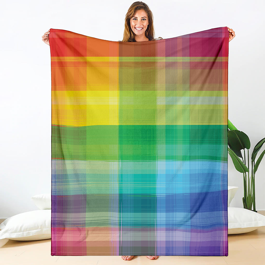 LGBT Pride Rainbow Plaid Pattern Print Blanket