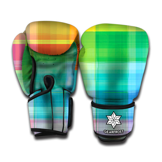 LGBT Pride Rainbow Plaid Pattern Print Boxing Gloves