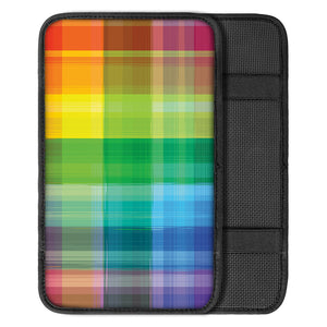 LGBT Pride Rainbow Plaid Pattern Print Car Center Console Cover