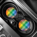 LGBT Pride Rainbow Plaid Pattern Print Car Coasters