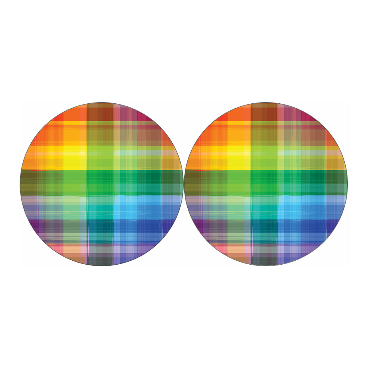 LGBT Pride Rainbow Plaid Pattern Print Car Coasters