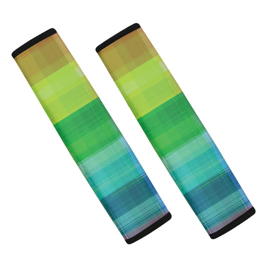 LGBT Pride Rainbow Plaid Pattern Print Car Seat Belt Covers