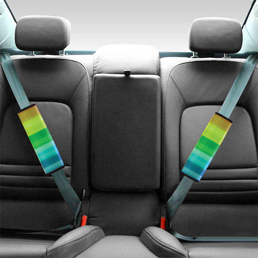 LGBT Pride Rainbow Plaid Pattern Print Car Seat Belt Covers