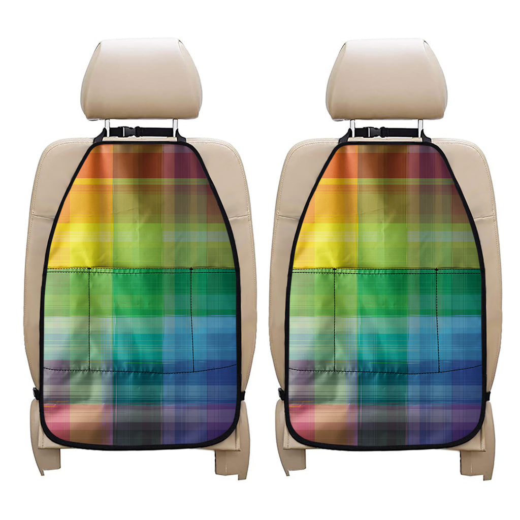 LGBT Pride Rainbow Plaid Pattern Print Car Seat Organizers
