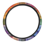 LGBT Pride Rainbow Plaid Pattern Print Car Steering Wheel Cover