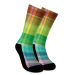 LGBT Pride Rainbow Plaid Pattern Print Crew Socks
