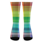 LGBT Pride Rainbow Plaid Pattern Print Crew Socks