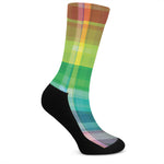 LGBT Pride Rainbow Plaid Pattern Print Crew Socks
