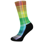 LGBT Pride Rainbow Plaid Pattern Print Crew Socks