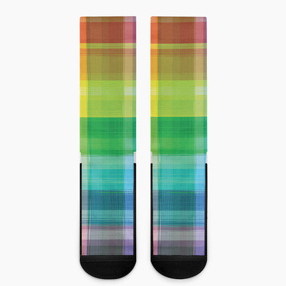 LGBT Pride Rainbow Plaid Pattern Print Crew Socks