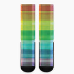 LGBT Pride Rainbow Plaid Pattern Print Crew Socks
