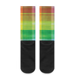LGBT Pride Rainbow Plaid Pattern Print Crew Socks