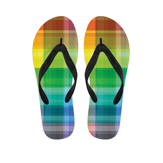 LGBT Pride Rainbow Plaid Pattern Print Flip Flops