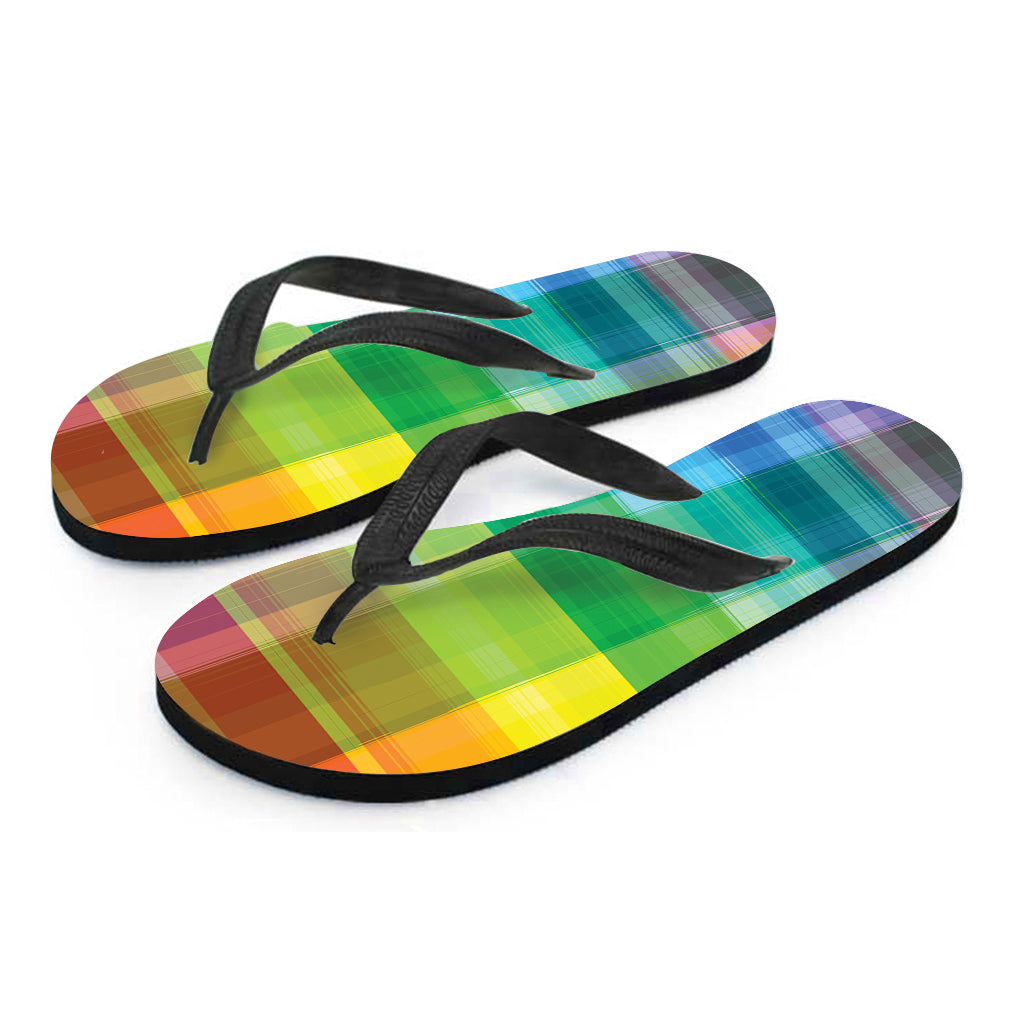 LGBT Pride Rainbow Plaid Pattern Print Flip Flops