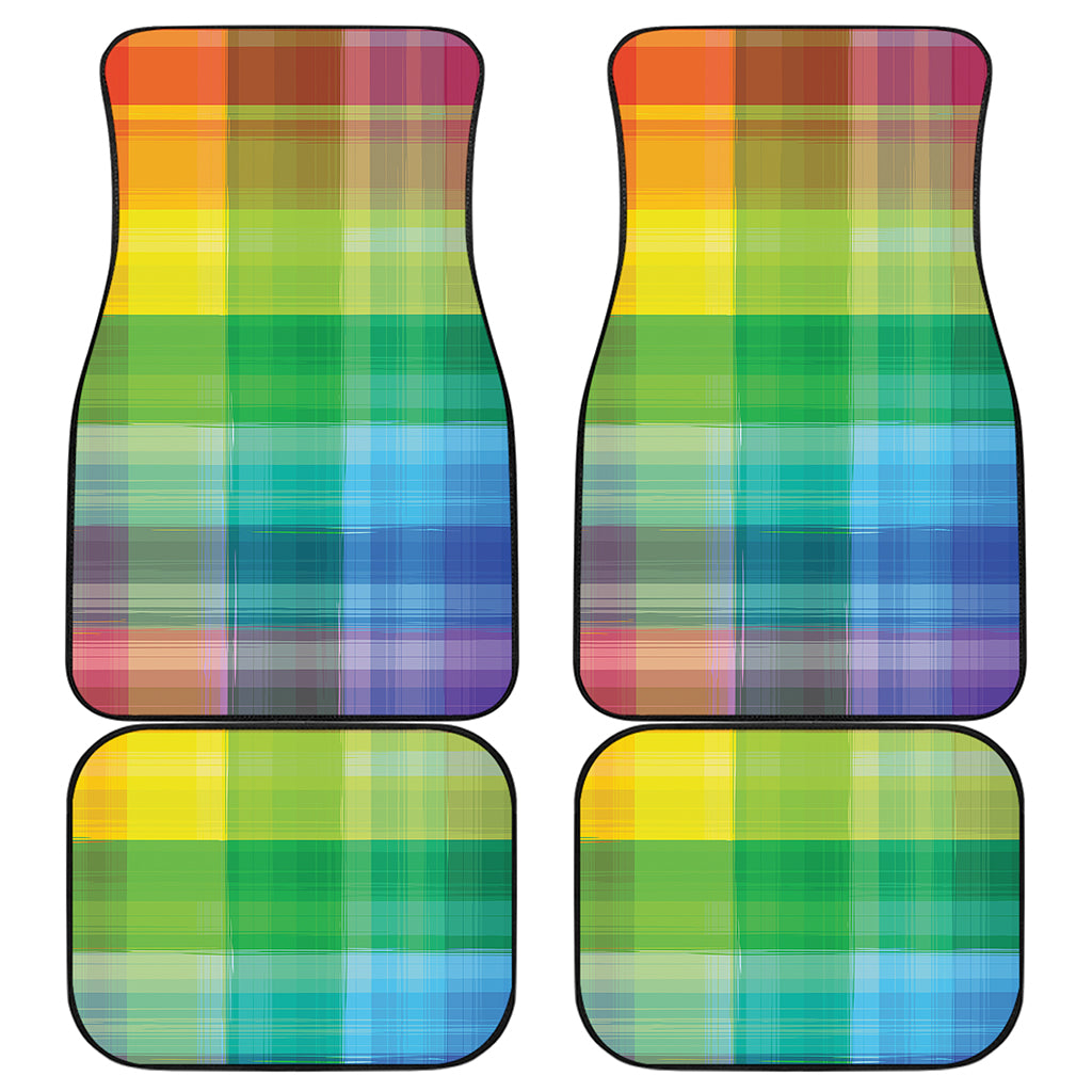 LGBT Pride Rainbow Plaid Pattern Print Front and Back Car Floor Mats