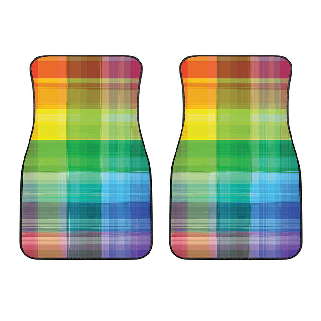 LGBT Pride Rainbow Plaid Pattern Print Front Car Floor Mats