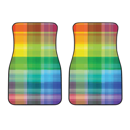 LGBT Pride Rainbow Plaid Pattern Print Front Car Floor Mats