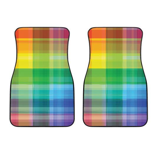 LGBT Pride Rainbow Plaid Pattern Print Front Car Floor Mats