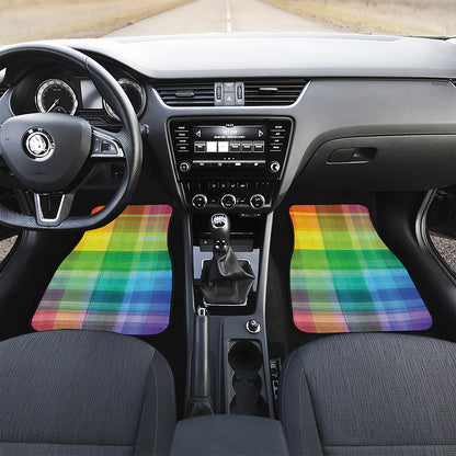 LGBT Pride Rainbow Plaid Pattern Print Front Car Floor Mats