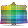 LGBT Pride Rainbow Plaid Pattern Print Hooded Blanket