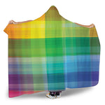 LGBT Pride Rainbow Plaid Pattern Print Hooded Blanket