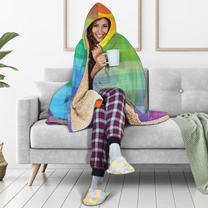 LGBT Pride Rainbow Plaid Pattern Print Hooded Blanket