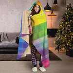 LGBT Pride Rainbow Plaid Pattern Print Hooded Blanket