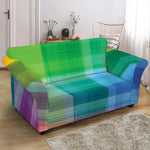 LGBT Pride Rainbow Plaid Pattern Print Loveseat Slipcover