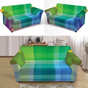 LGBT Pride Rainbow Plaid Pattern Print Loveseat Slipcover