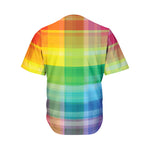 LGBT Pride Rainbow Plaid Pattern Print Men's Baseball Jersey