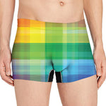 LGBT Pride Rainbow Plaid Pattern Print Men's Boxer Briefs