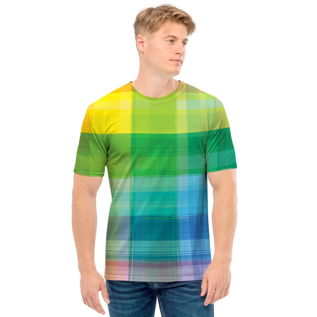 LGBT Pride Rainbow Plaid Pattern Print Men's Short Sleeve Shirt – GearFrost