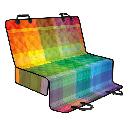 LGBT Pride Rainbow Plaid Pattern Print Pet Car Back Seat Cover