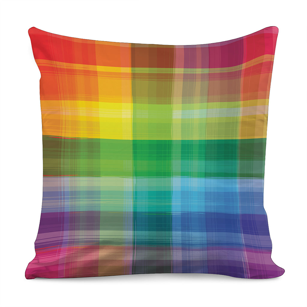 LGBT Pride Rainbow Plaid Pattern Print Pillow Cover