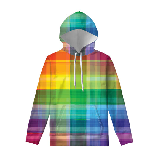 LGBT Pride Rainbow Plaid Pattern Print Pullover Hoodie