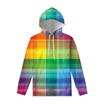 LGBT Pride Rainbow Plaid Pattern Print Pullover Hoodie