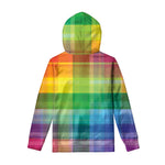 LGBT Pride Rainbow Plaid Pattern Print Pullover Hoodie
