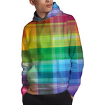 LGBT Pride Rainbow Plaid Pattern Print Pullover Hoodie