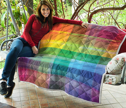LGBT Pride Rainbow Plaid Pattern Print Quilt